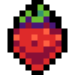 Gif de um morango 8bit girando 360 graus